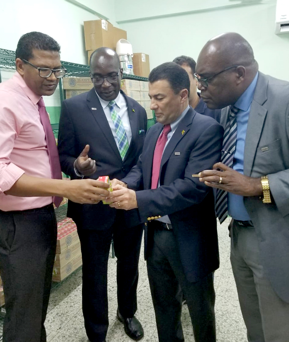  imagen Ministro Andr&eacute;s Navarro de pie junto a su hom&oacute;logo de Jamaica&nbsp; 